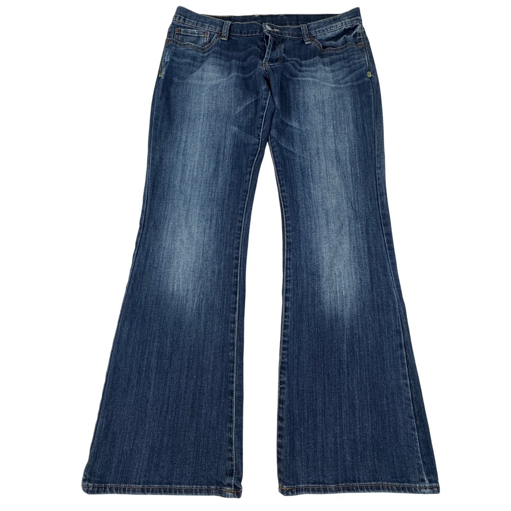 Lucky Brand Low Rise Bootcut Jeans 10/30 Blue Embroidered Pocket Denim Dungarees